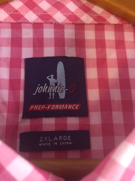 Johnnie-O Mens Performance Shirt Men XXL Pink Check Gingham Stretch Button - Picture 2 of 10
